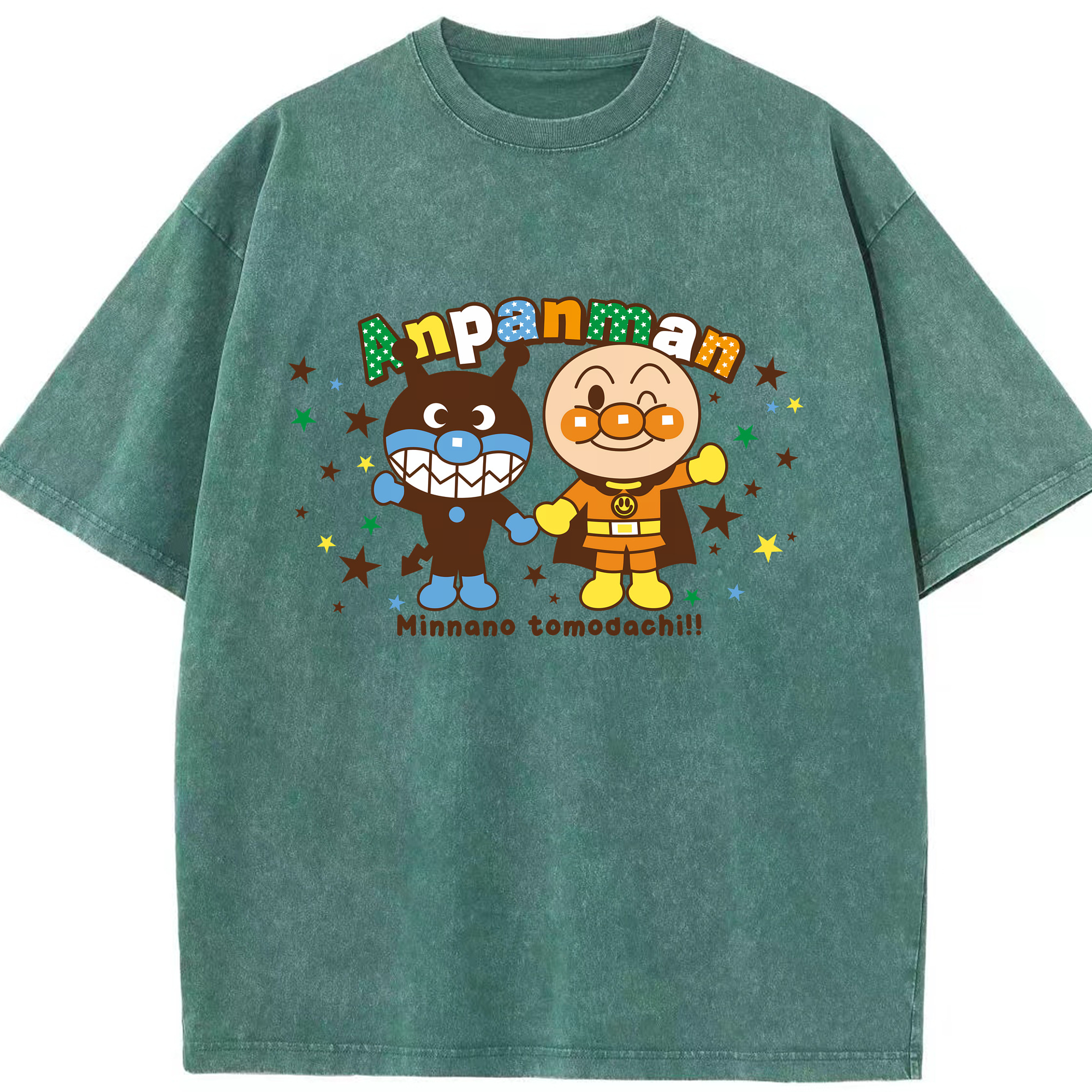 （画像用） アンパンマン Anpanman 綿100% ヴィンテージ風 半袖Tシャツ（フロントプリント）